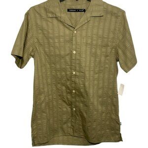 Edgar + Ash Shirt Men's Olive Green Size S Button Down Short Sleeve Textured NWT
